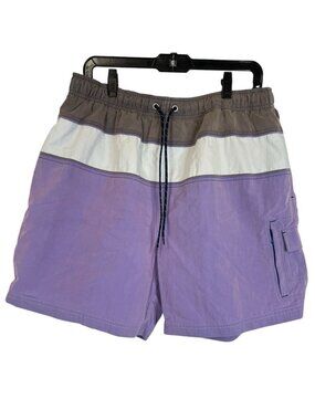 Charter Room By Charter Club Swim Shorts Sz L Zip Pocket Cotton Colorblock Cargo